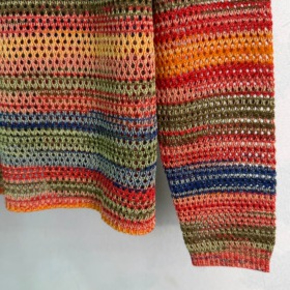 ✨LOEWE Anagram Multicolor Stripe Open‑Knit Long‑Sleeve Sweater - Picture 3 of 6